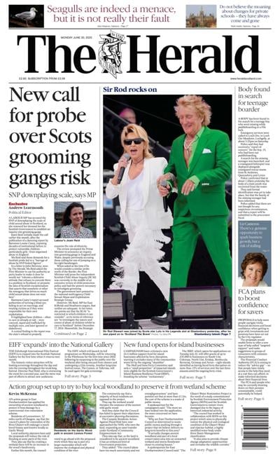 The Herald (UK) Newspaper Front Page for 30 June 2025