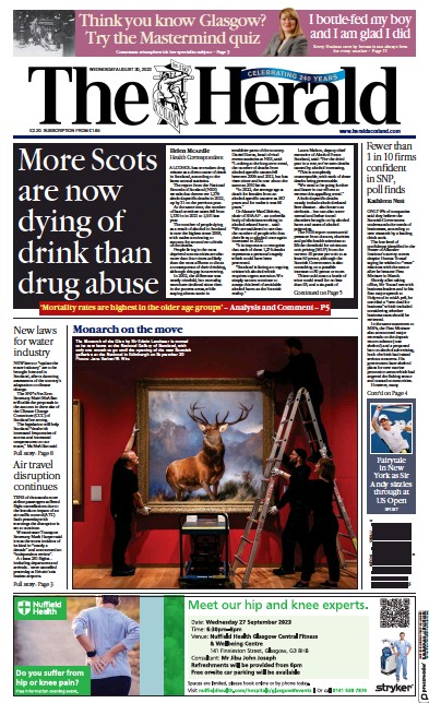 The Herald (UK) Newspaper Front Page for 30 August 2023