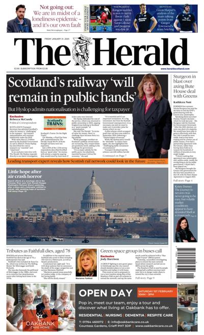The Herald (UK) Newspaper Front Page for 31 January 2025