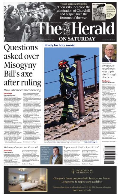 The Herald (UK) Newspaper Front Page for 3 May 2025