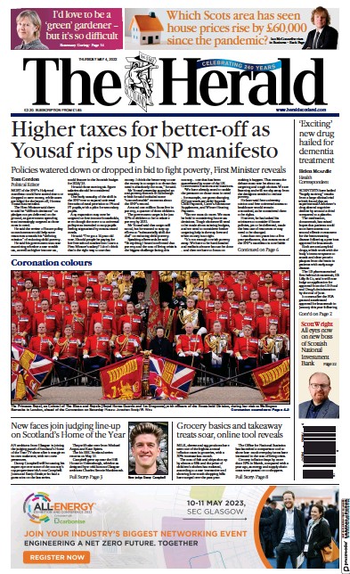 The Herald (UK) Newspaper Front Page for 4 May 2023