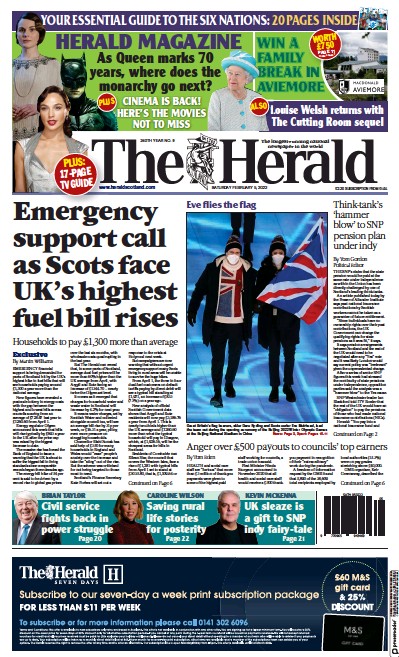 The Herald (UK) Newspaper Front Page for 5 February 2022