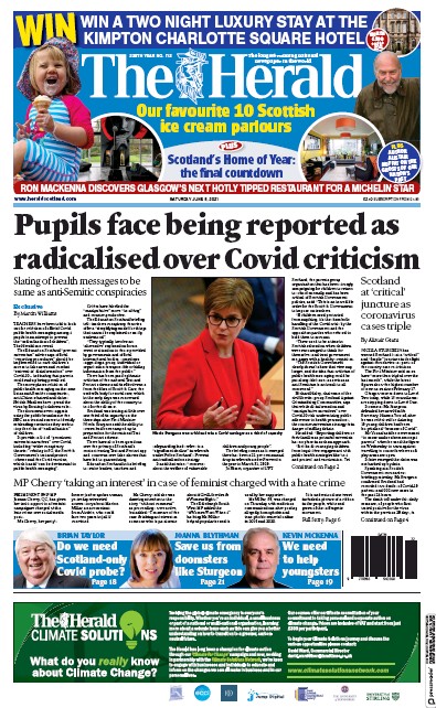 The Herald Newspaper Front Page for 5 June 2021