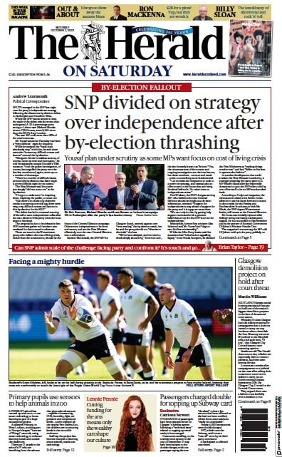 The Herald (UK) Newspaper Front Page for 7 October 2023