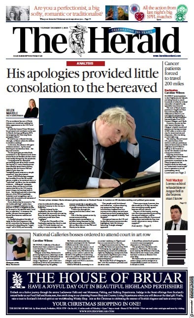 The Herald (UK) Newspaper Front Page for 7 December 2023