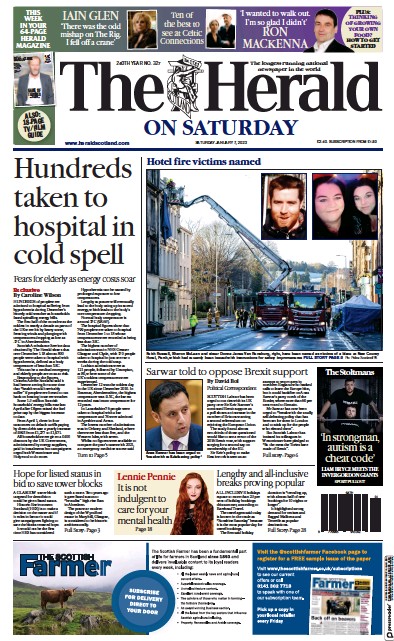 The Herald (UK) Newspaper Front Page for 7 January 2023