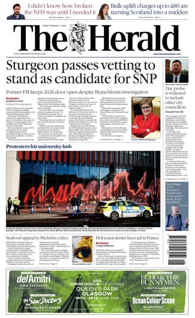 The Herald (UK) Newspaper Front Page for 7 February 2025