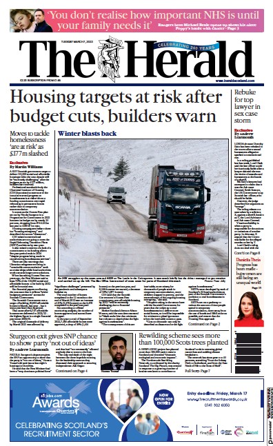 The Herald (UK) Newspaper Front Page for 7 March 2023