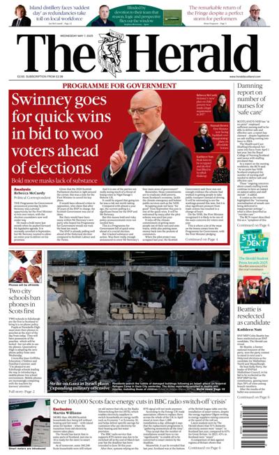 The Herald (UK) Newspaper Front Page for 7 May 2025