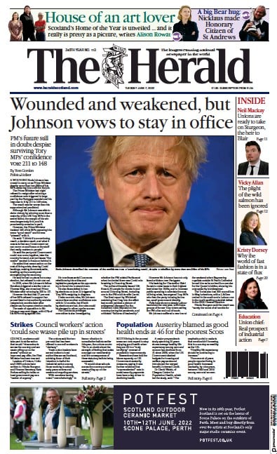 The Herald (UK) Newspaper Front Page for 7 June 2022
