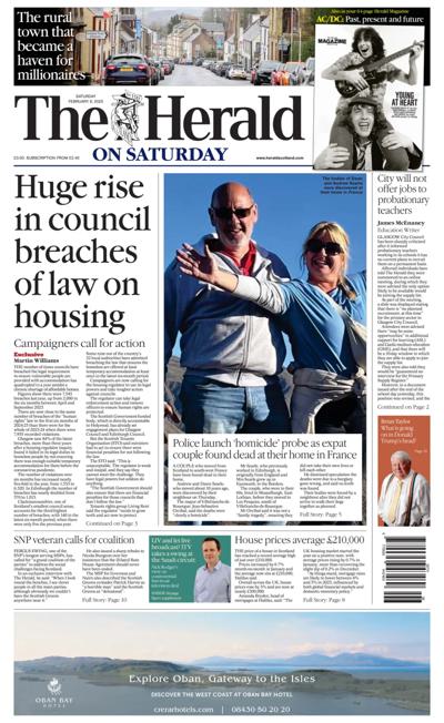The Herald (UK) Newspaper Front Page for 8 February 2025