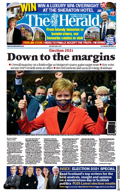 The Herald (UK) Newspaper Front Page for 8 May 2021