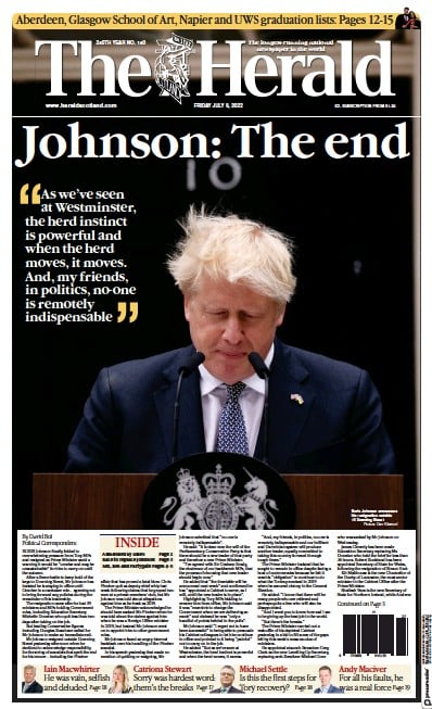 The Herald (UK) Newspaper Front Page for 8 July 2022