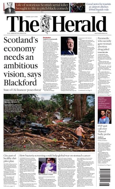 The Herald (UK) Newspaper Front Page for 8 July 2025