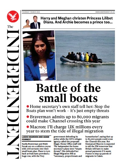 The Independent (UK) Newspaper Front Page for 10 March 2023