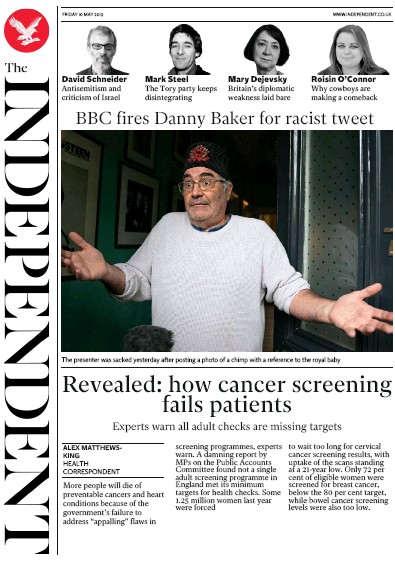The Independent Newspaper Front Page for 10 May 2019