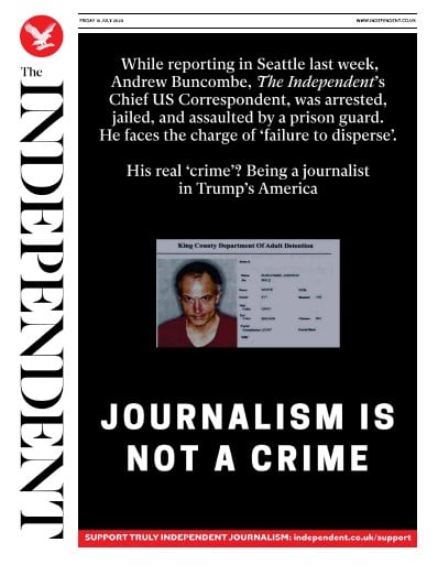 The Independent (UK) Newspaper Front Page for 10 July 2020