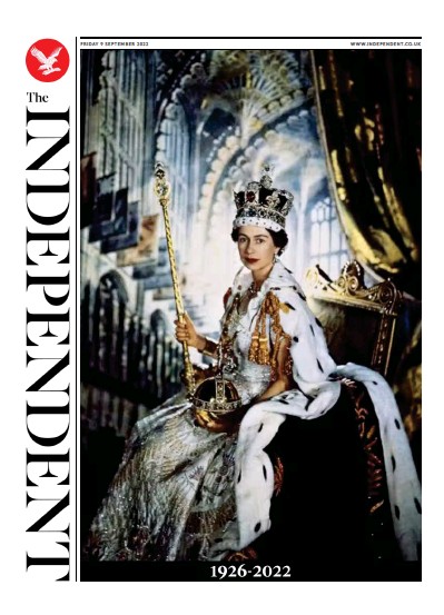 The Independent (UK) Newspaper Front Page for 10 September 2022