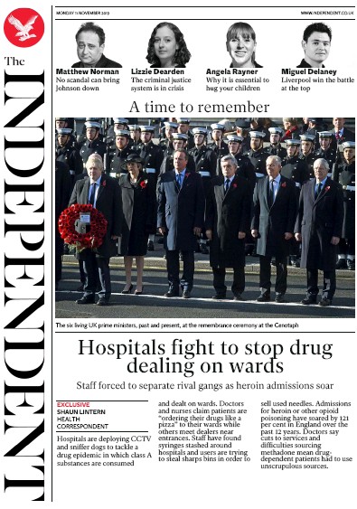 The Independent Newspaper Front Page for 11 November 2019