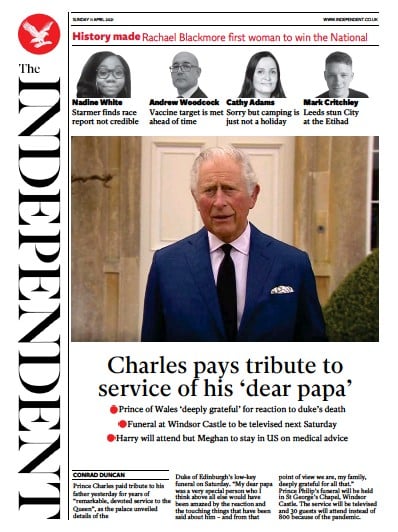 The Independent (UK) Newspaper Front Page for 11 April 2021