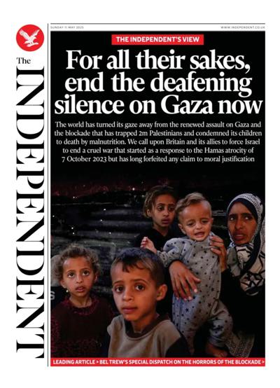 The Independent (UK) Newspaper Front Page for 11 May 2025