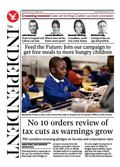 The Independent Newspaper Front Page for 12 October 2022