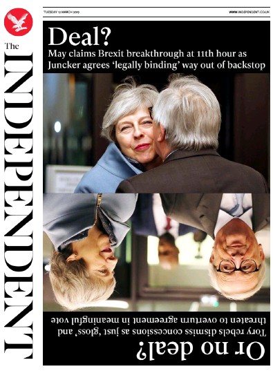 The Independent Newspaper Front Page for 12 March 2019