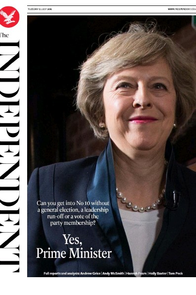 The Independent Newspaper Front Page for 12 July 2016