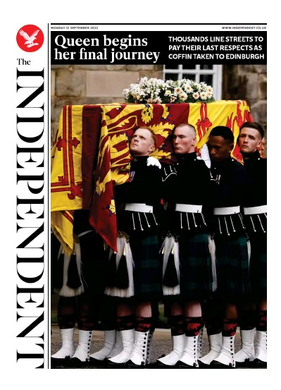 The Independent (UK) Newspaper Front Page for 12 September 2022
