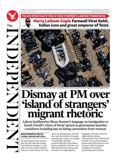 The Independent (UK) Newspaper Front Page for 13 May 2025