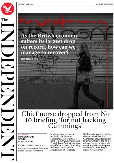 The Independent Newspaper Front Page for 13 June 2020