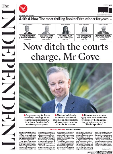 The Independent Newspaper Front Page for 14 October 2015