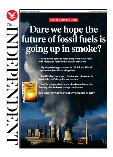The Independent Newspaper Front Page for 14 December 2023