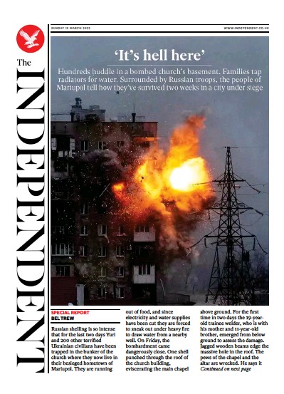 The Independent Newspaper Front Page for 14 March 2022