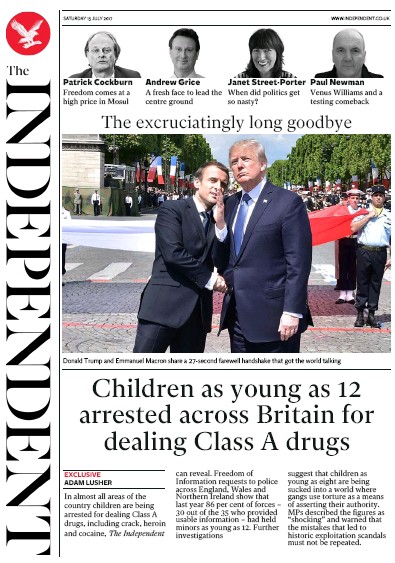 The Independent Newspaper Front Page for 15 July 2017