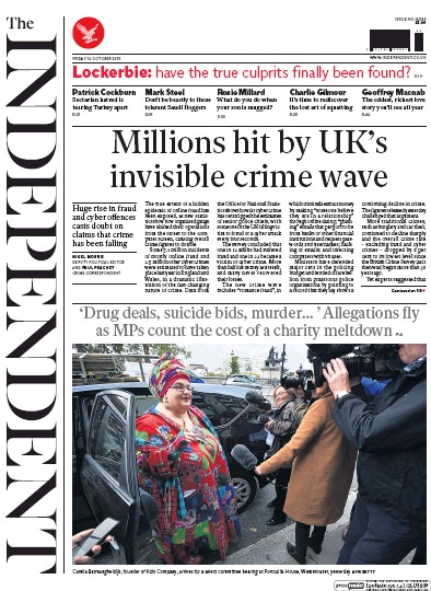The Independent Newspaper Front Page for 16 October 2015