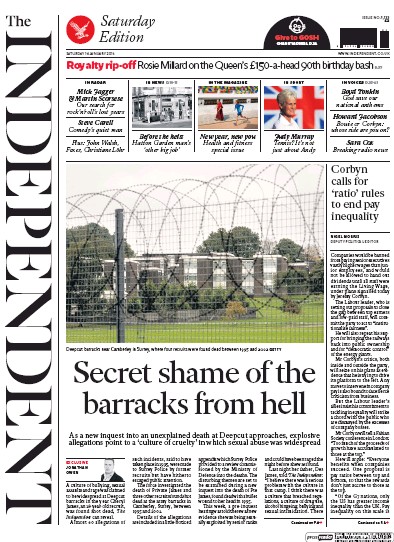 The Independent Newspaper Front Page for 16 January 2016