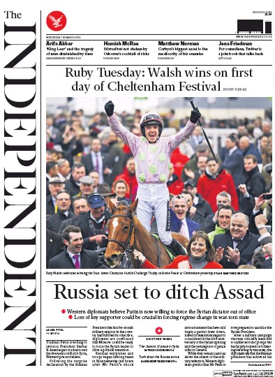 The Independent Newspaper Front Page for 16 March 2016