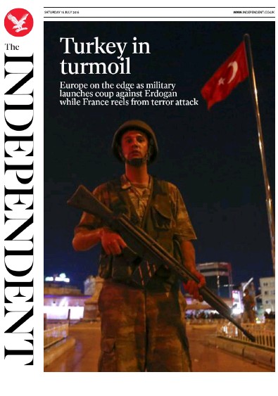 The Independent Newspaper Front Page for 16 July 2016