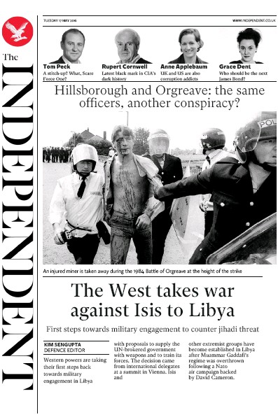 The Independent Newspaper Front Page for 17 May 2016