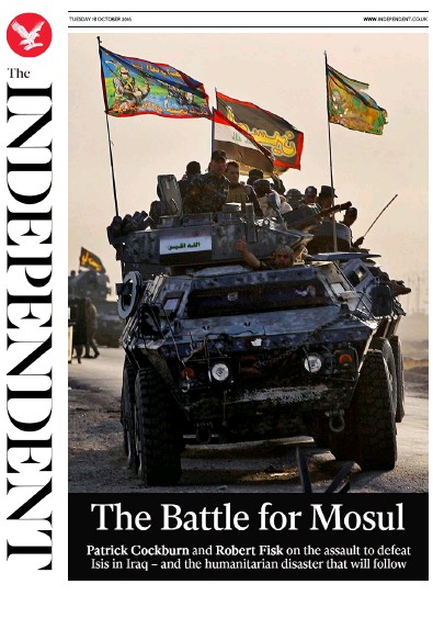The Independent Newspaper Front Page for 18 October 2016