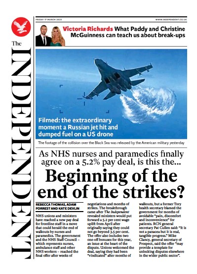 The Independent (UK) Newspaper Front Page for 18 March 2023