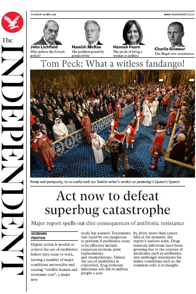 The Independent Newspaper Front Page for 19 May 2016