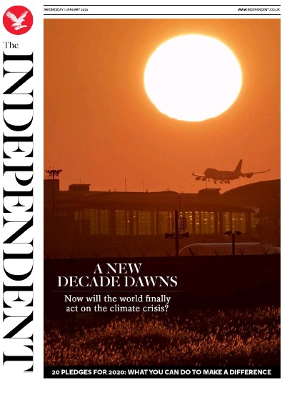 The Independent Newspaper Front Page for 1 January 2020