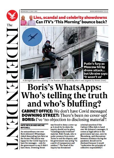 The Independent (UK) Newspaper Front Page for 1 June 2023