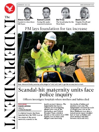 The Independent Newspaper Front Page for 1 July 2020