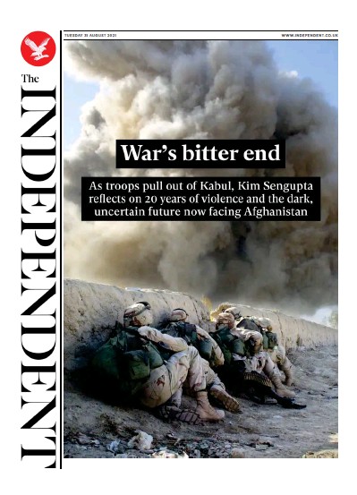The Independent (UK) Newspaper Front Page for 1 September 2021