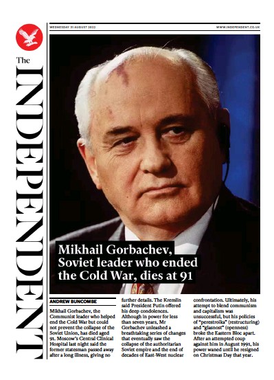 The Independent (UK) Newspaper Front Page for 1 September 2022