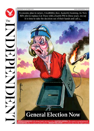 The Independent Newspaper Front Page for 20 October 2022