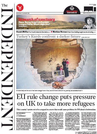 The Independent Newspaper Front Page for 20 January 2016